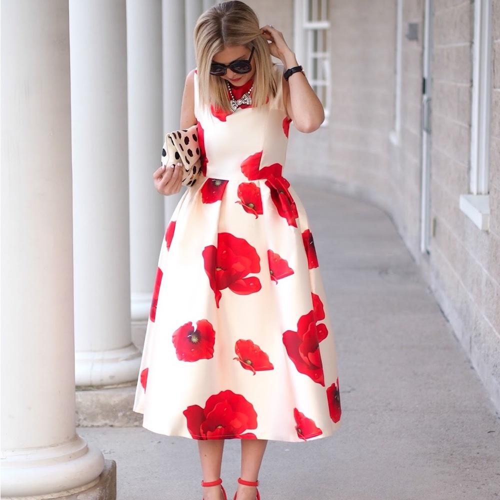 SALE ChicWish Poppy Print Dress, size M 🌹💕